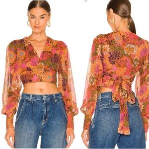 A.L.C. Multicolor Floral Wrap Top